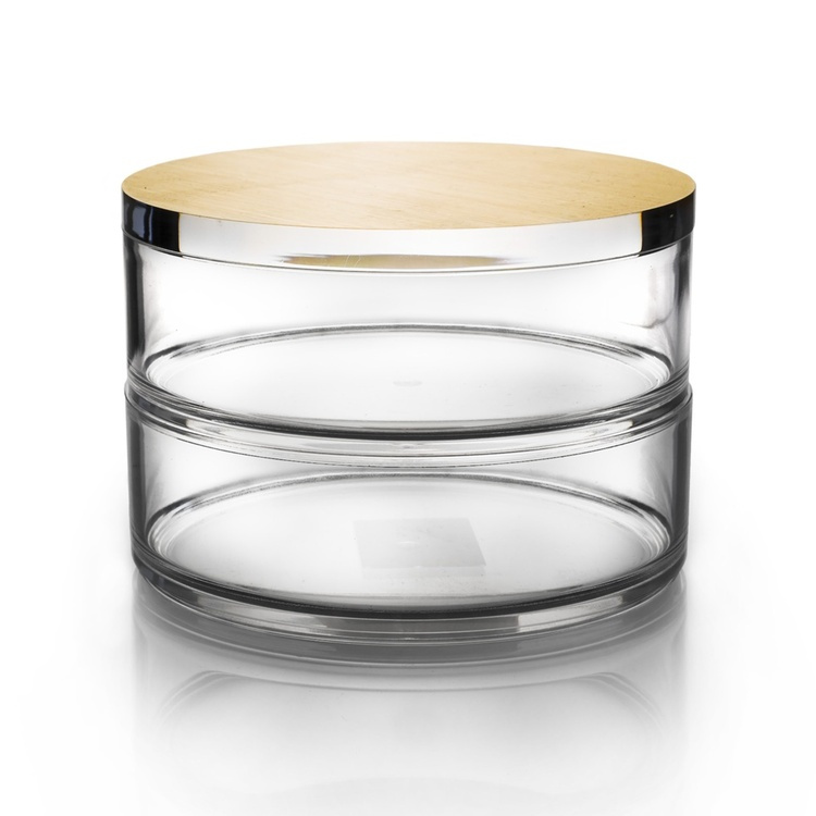 Jewellery Box, Two layers, Round, GOLD CHEST, Ø 12 cm, Clear / Gold in the group Storage / Bedroom storage / Jewelry storage at SmartaSaker.se (42691)