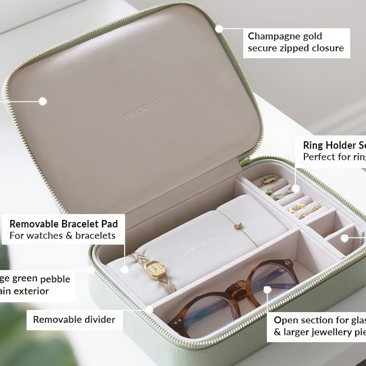 Travel Jewellery Accessories Box, STACKERS, 16 x 23,5 x H 5,5 cm in the group Storage / Bathroom storage / Makeup storage at SmartaSaker.se (42693)