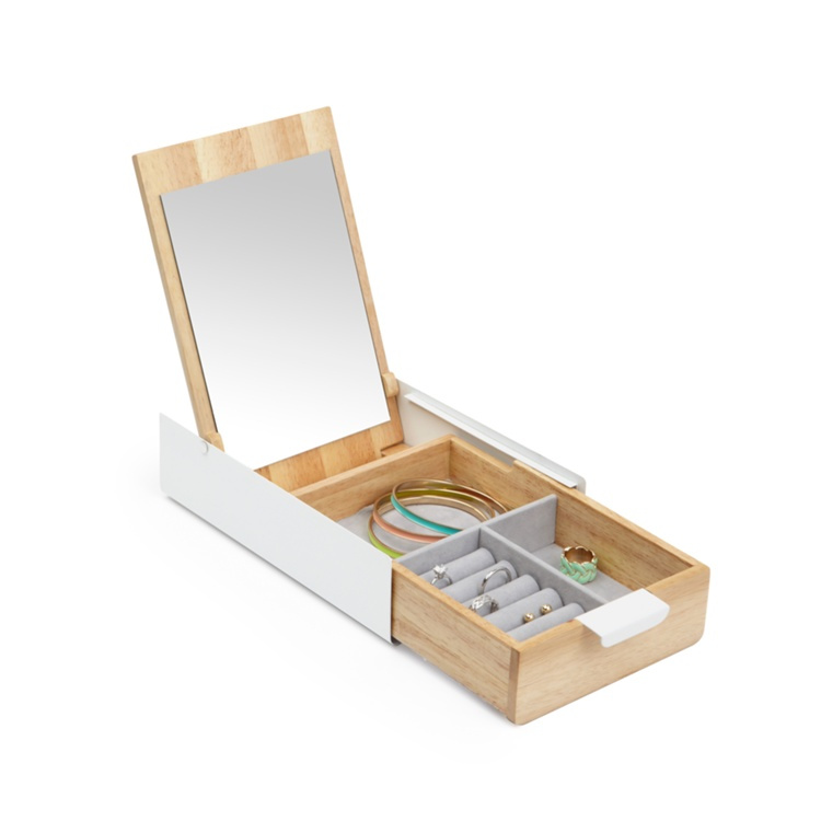 Jewelry box with mirror, REFLEXION, Umbra, 23,5 x 14 x H5,7 cm, Nature / Vit in the group Storage / Bathroom storage / Makeup storage at SmartaSaker.se (42702)