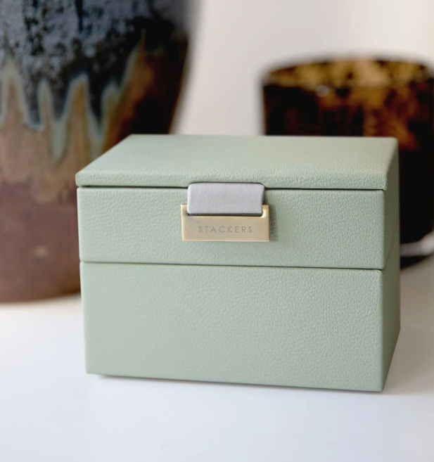 Jewellery Box, 2 layer, MICRO STACKERS, 12,5 x 9 x H 9 cm, Sage Green in the group Storage / Bathroom storage / Makeup storage at SmartaSaker.se (42703)