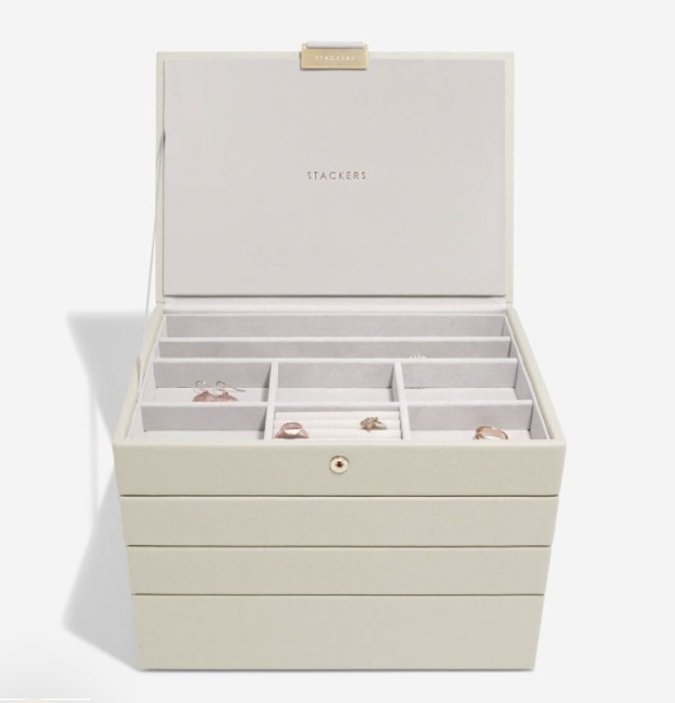 Jewellery Box, 4 layers, CLASSIC STACKERS, 18 x 25 x H 19,5 cm, Oatmeal in the group Storage / Bedroom storage / Jewelry storage at SmartaSaker.se (42707)