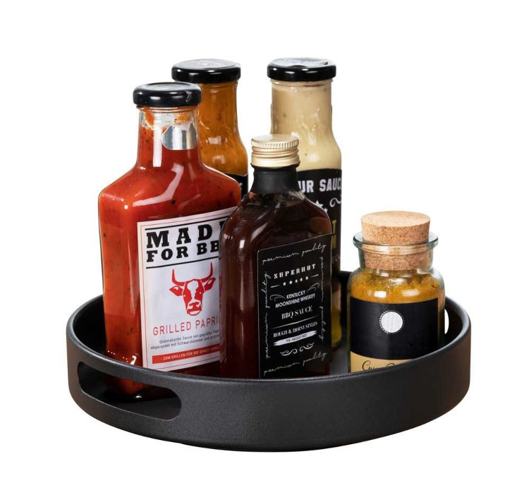 Turntable in metal, OUTDOOR KITCHEN, Ø 26 x H 6 cm, Black in the group Storage / Kitchen storage / Kitchen cabinet organizers / Spice racks at SmartaSaker.se (42732)