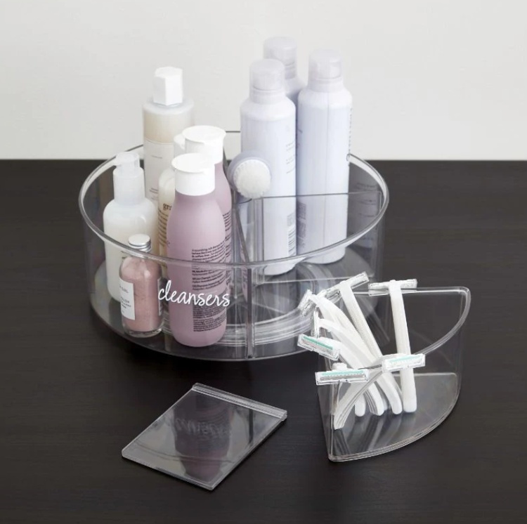 Turntable with 4 sections, 1 bin, THE HOME EDIT LAZY SUSAN, Ø 29,2 cm, Transparent in the group Storage / Kitchen storage / Kitchen cabinet organizers / Spice racks at SmartaSaker.se (42735)