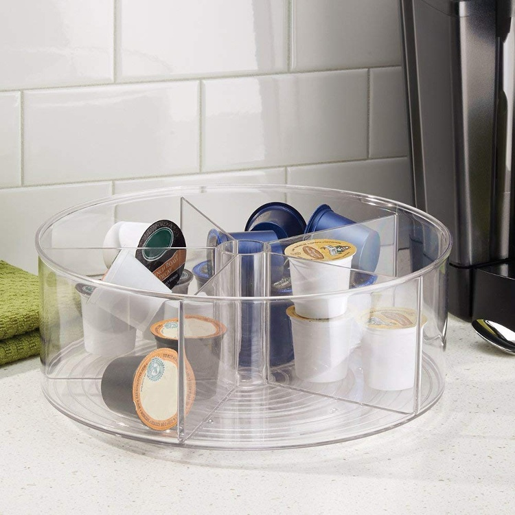 Organiser with 5 sections, RPET TURNTABLE, Ø 29,2 x H11,4 cm, Transparent in the group Storage / Kitchen storage / Kitchen cabinet organizers / Spice racks at SmartaSaker.se (42736)