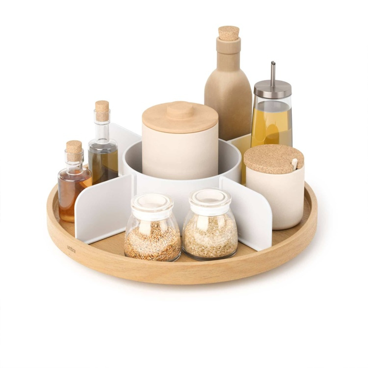 Turntable with dividers, UMBRA BELLWOOD LAZY SUSAN, Ø 30, Natural / White in the group Storage / Kitchen storage / Kitchen cabinet organizers / Spice racks at SmartaSaker.se (42741)