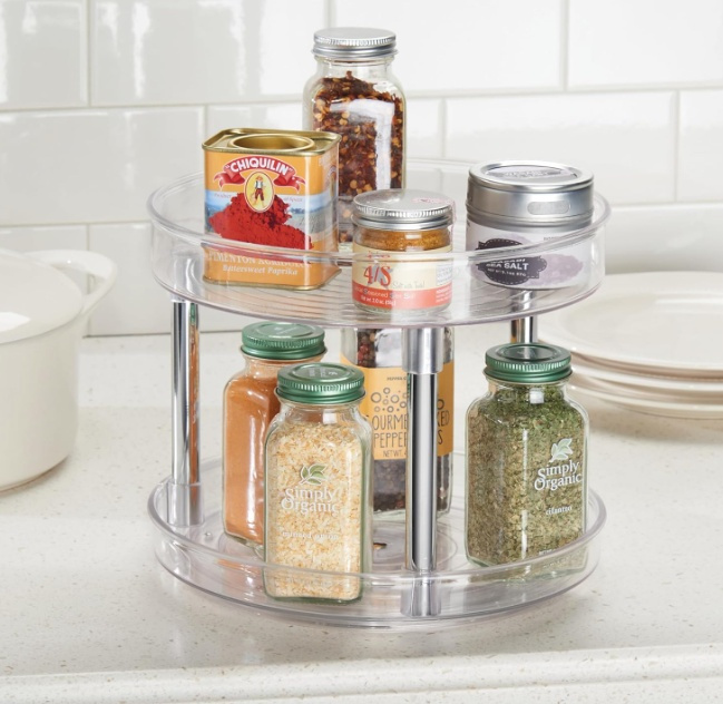 Revolving Spice Rack, 2 Tiers, LAZY SUSAN, Ø 23 cm, Transparent in the group Storage / Kitchen storage at SmartaSaker.se (42744)
