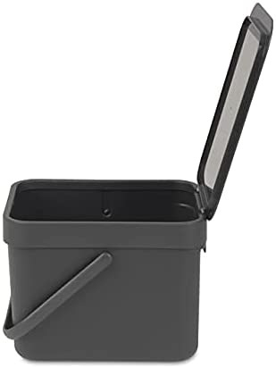 Bin for organic waste, BRABANTIA SORT & GO WASTE BIN, 6 L, Dark Grey in the group Storage / Cleaning and waste sorting / Waste sorting at SmartaSaker.se (42763)