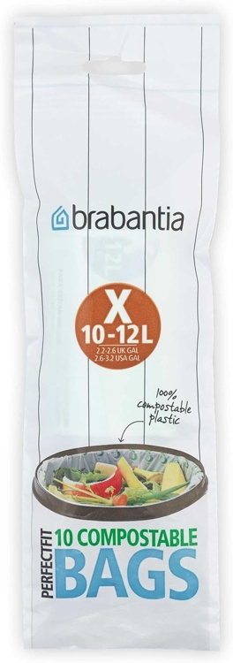 Caddy Liners, Compostable, 10 -12 L Set of 10, BRABANTIA BIN LINERS CODE X, White in the group Storage / Cleaning and waste sorting / Waste sorting at SmartaSaker.se (42771)