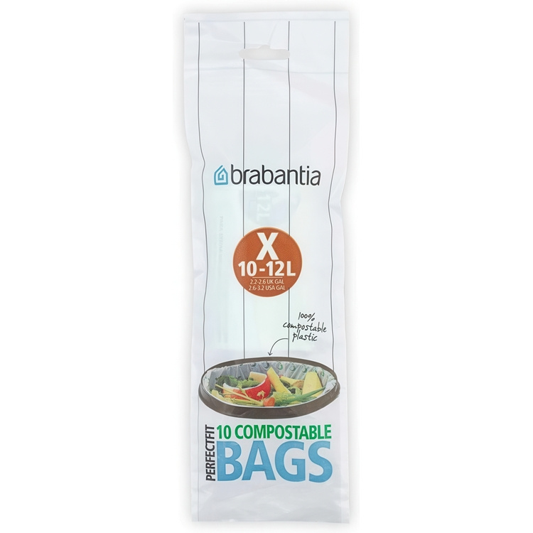 Caddy Liners, Compostable, 10 -12 L Set of 10, BRABANTIA BIN LINERS CODE X, White in the group Storage / Cleaning and waste sorting / Waste sorting at SmartaSaker.se (42771)