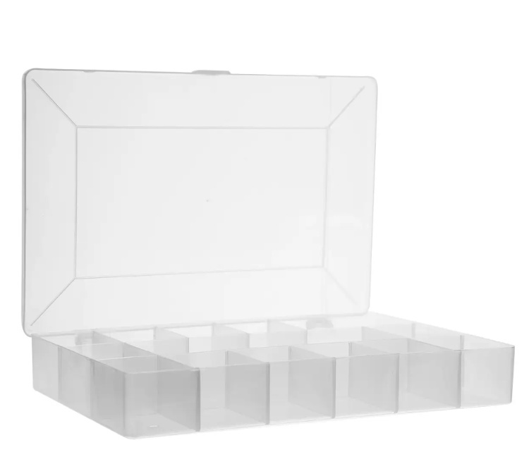 Box with lid, 7 Compartments, DIY SMALL BOX, 17 x 11,8 x H 3,3 cm, Clear in the group Storage / Storage boxes at SmartaSaker.se (42776)