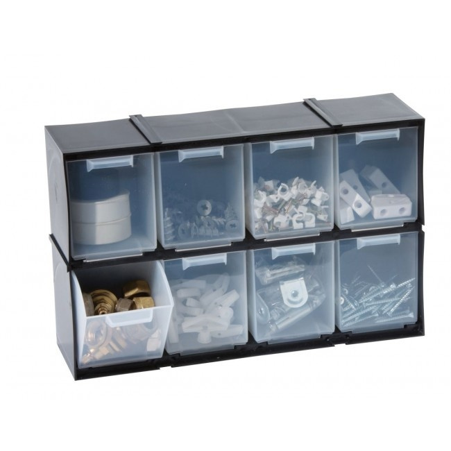 Cabinet with 8 tilting drawers, TILT DRAWER CABINET, 32,5 x 9 x H 20,8 cm, Garland, Grey in the group Storage / Storage room and garage at SmartaSaker.se (42789)