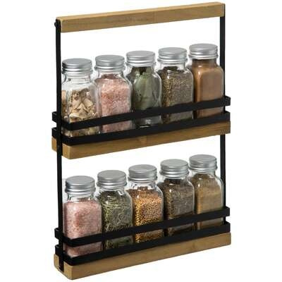 Rack with spices, SLIM SPICE RACK, 22 x 4,7 x H. 29,5 cm, Black / Nature in the group Storage / Kitchen storage / Kitchen cabinet organizers / Spice racks at SmartaSaker.se (42884)