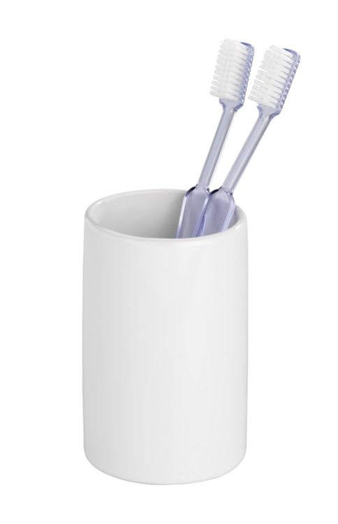 Toothbrush holder / mug, POLARIS, Ceramic, Ø 7 x H 11 cm, White in the group Storage / Bathroom storage at SmartaSaker.se (42920)