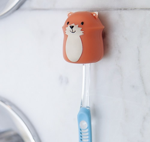 Toothbrush holder with suction, FOX, Kikkerland, Orange in the group Storage / Bathroom storage at SmartaSaker.se (42928)