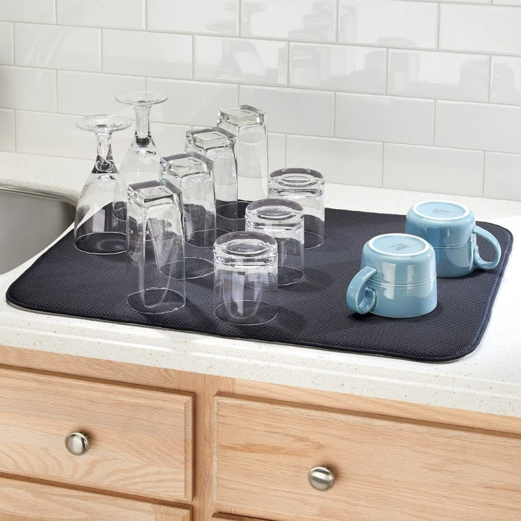 Drying Mat, iDRY LARGE, 46 x 41 cm, Black in the group Storage / Kitchen storage / Dish racks and sink accessories at SmartaSaker.se (42976)