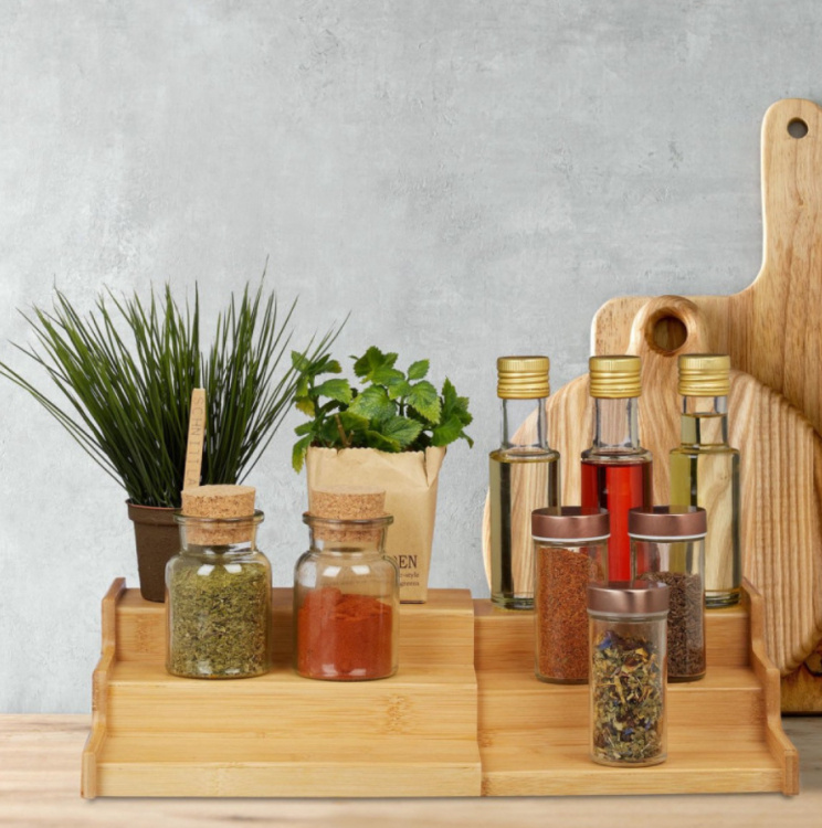 Expandable Shelf, STRETCH BAMBOO RACK, 31 till 50 cm, Nature in the group Storage / Kitchen storage / Kitchen cabinet organizers / Spice racks at SmartaSaker.se (42996)