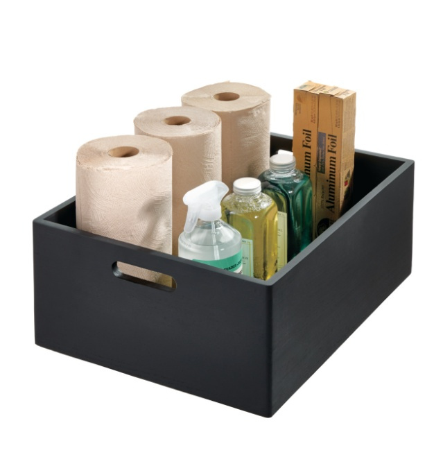 Handeled Bin, THE HOME EDIT ECO WOOD XXL BOX, 38,1 x 45,7 x H 20,3 cm, Black in the group Storage / Kitchen storage / Kitchen cabinet organizers at SmartaSaker.se (43015)