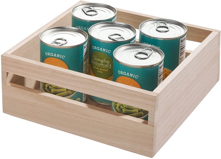 Handeled Bin, Low, PAULOWNIA ECO WOOD SQUARE BOX, 25,4 x 25,4 x H 10,2 cm, Natural in the group Storage / Storage boxes at SmartaSaker.se (43016)