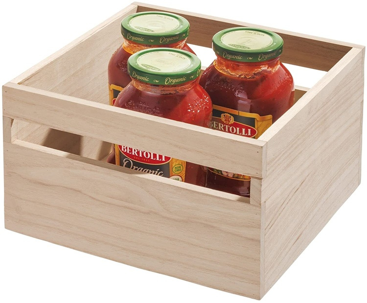 Handeled Bin, PAULOWNIA ECO WOOD SQUARE BOX, 25,4 x 25,4 x H 15,2 cm, Natural in the group Storage / Storage boxes at SmartaSaker.se (43017)