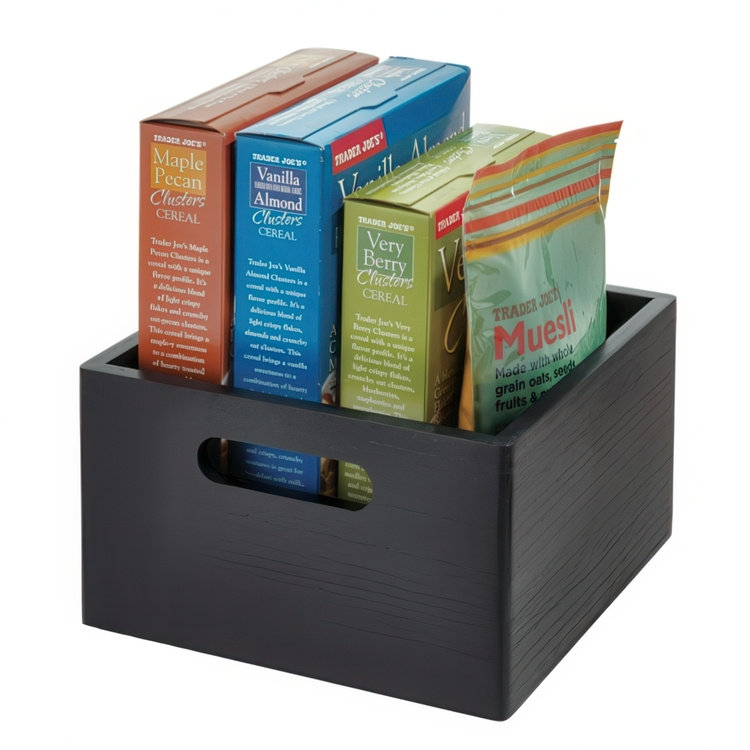 Handeled Bin, THE HOME EDIT ECO WOOD SQUARE BOX, 25,4 x 25,5 x H15 cm, Black in the group Storage / Storage boxes at SmartaSaker.se (43021)