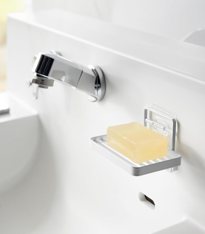 Soap tray, Adhesive, TOWER, Yamazaki, White in the group Storage / Bathroom storage at SmartaSaker.se (43072)