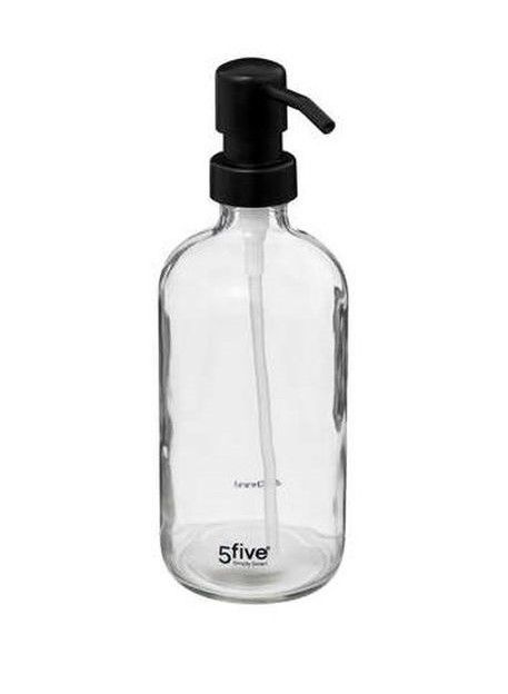 Soap pump in Glass, 450 ml, DISTRIBUTEUR À SAVON, Ø 7,4 x H 21 cm, Clear / Black in the group Storage / Bathroom storage at SmartaSaker.se (43077)