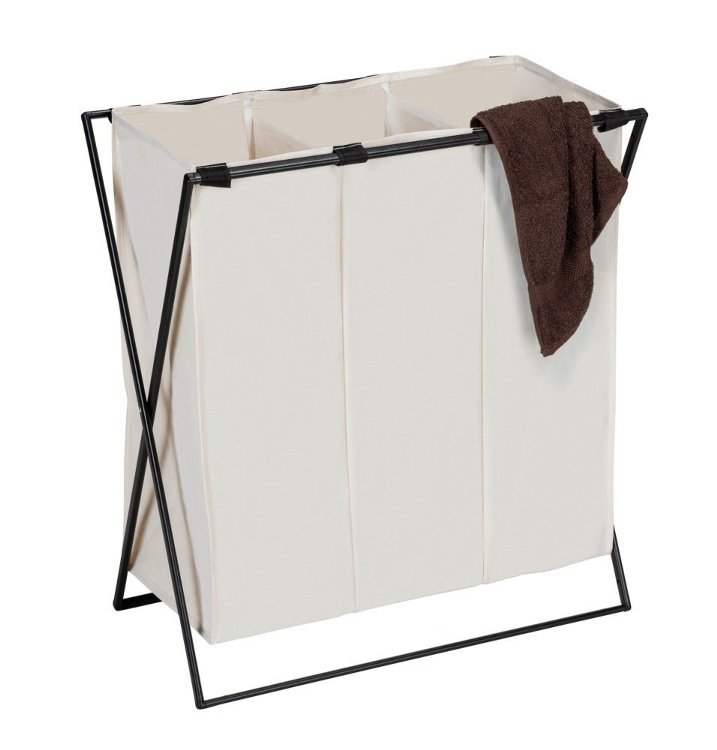 Laundry Bin, 3 Compartments, 145 L, TRIO XL, 69 x 37 x H 76 cm, Beige / Black in the group Storage / Laundry and care / Laundry baskets at SmartaSaker.se (43094)