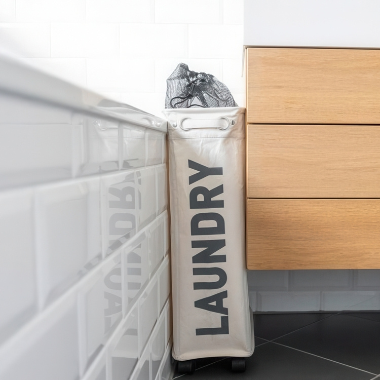 Laundry basket on wheels, Slim, LAUNDRY, 8,5 x 40 x H 60 cm in the group Storage / Laundry and care / Laundry baskets at SmartaSaker.se (43103)
