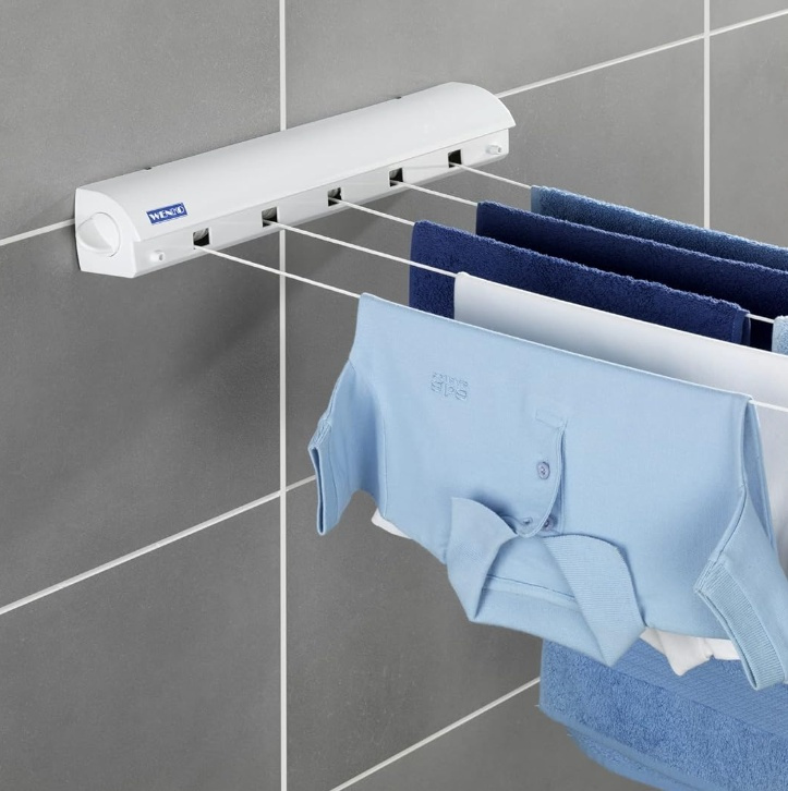 Drying lines, Wall mount, PULL-OUT, 21 m, White in the group Storage / Laundry and care / Drying racks at SmartaSaker.se (43114)