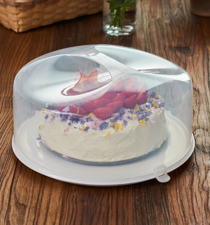 Cake box with lid, Portable, GASTROMAX, Ø 37 x H 16 cm , Transparent / White in the group Storage / Kitchen storage at SmartaSaker.se (43144)