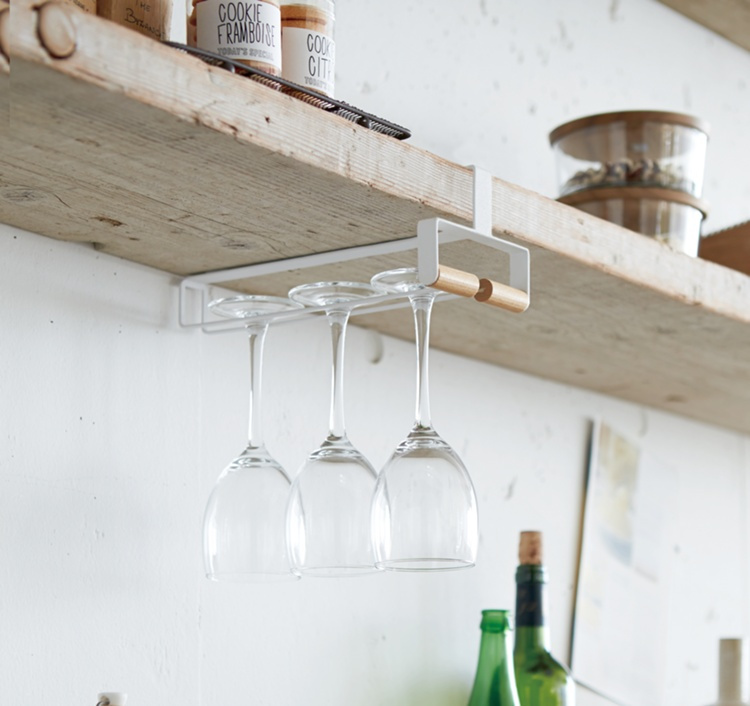 Under Cupboard Shelf Wine Glass Hanger, TOSCA, Yamazaki, White in the group Storage / Kitchen storage / Kitchen cabinet organizers / Under shelf storage at SmartaSaker.se (43153)