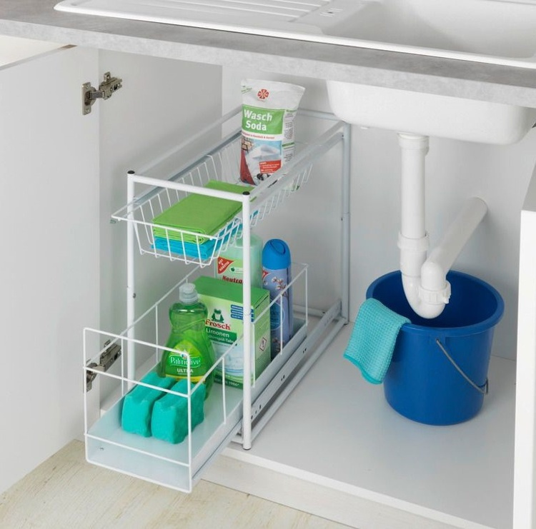 Pull-out storage baskets for cabinet, WANJA, 45 x 23 x H45 cm, White in the group Storage / Kitchen storage / Kitchen cabinet organizers / Under sink storage at SmartaSaker.se (43173)