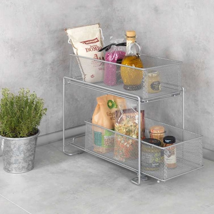 Pull-out storage baskets for cabinet, GIOMA, 35 x 19 x H 34 cm, Silver in the group Storage / Kitchen storage / Kitchen cabinet organizers at SmartaSaker.se (43174)