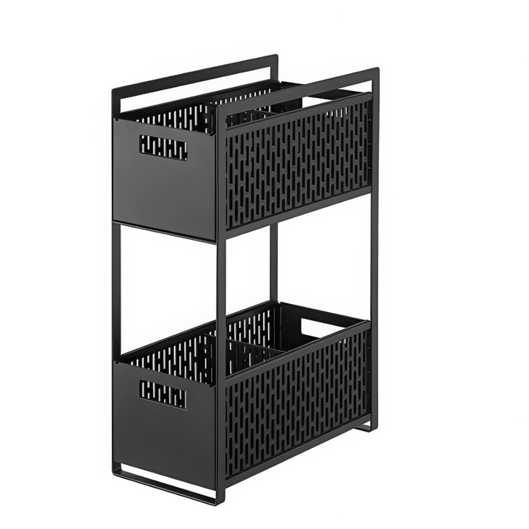 Pull-out storage, TOWER 2-TIERD BASKETS, Yamazaki, 32.5 x 16 x H 46 cm in the group Storage / Kitchen storage / Kitchen cabinet organizers / Under sink storage at SmartaSaker.se (43176)