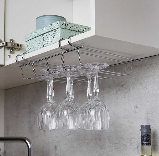 Under Cupboard Rack, LARGE WINE GLASS HANGER, Silver in the group Storage / Kitchen storage / Kitchen cabinet organizers / Under sink storage at SmartaSaker.se (43219)
