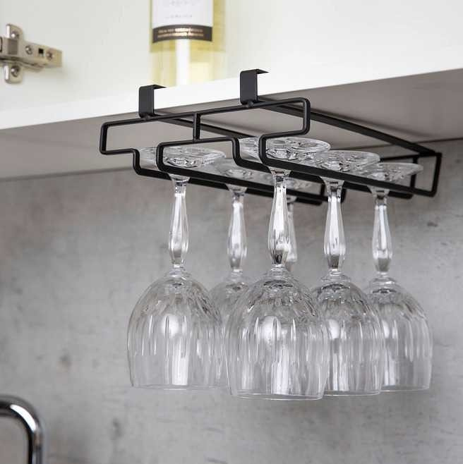 Under Cupboard Rack, DOUBLE WINE GLASS HANGER, Black in the group Storage / Kitchen storage / Kitchen cabinet organizers / Under sink storage at SmartaSaker.se (43220)