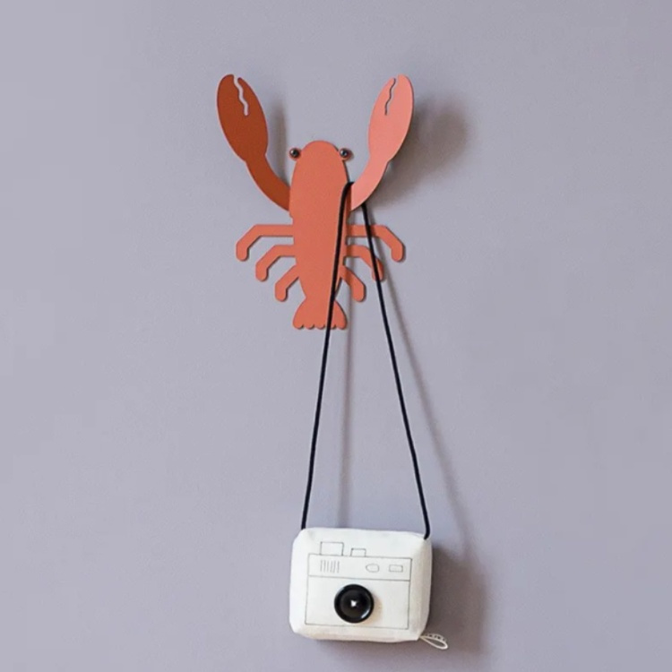 Wall hanger from recycled metal, LOBSTER, 15 x 20 cm, Orange in the group Storage / Hallway storage / Hooks and hangers at SmartaSaker.se (43231)