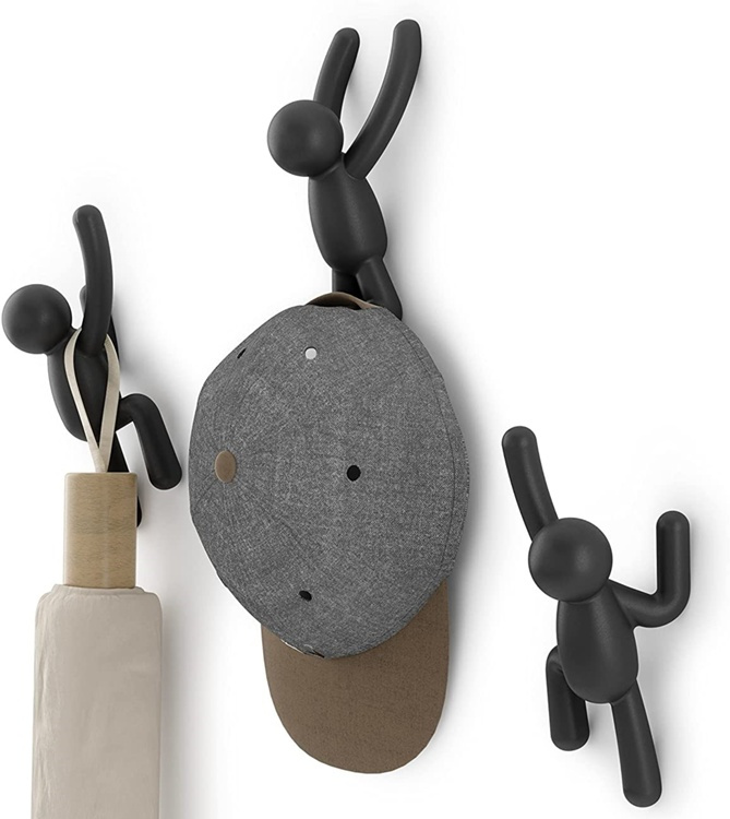 Wall Mounted Hooks, Decorative, Set of 3, UMBRA BUDDY HOOKS, Black in the group Storage / Hallway storage / Hooks and hangers at SmartaSaker.se (43243)