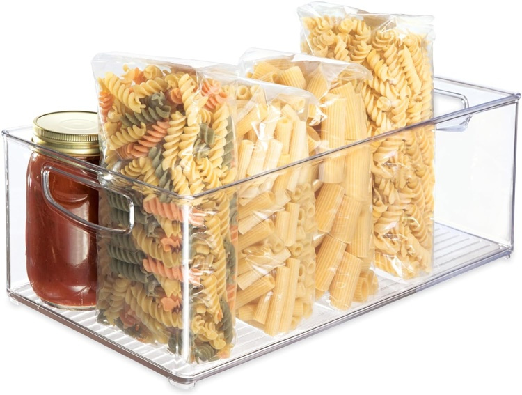 Storage box with handle, XL LINUS CABINET BIN, 20 x 41 x H13, Transparent in the group Storage / Storage boxes at SmartaSaker.se (43267)