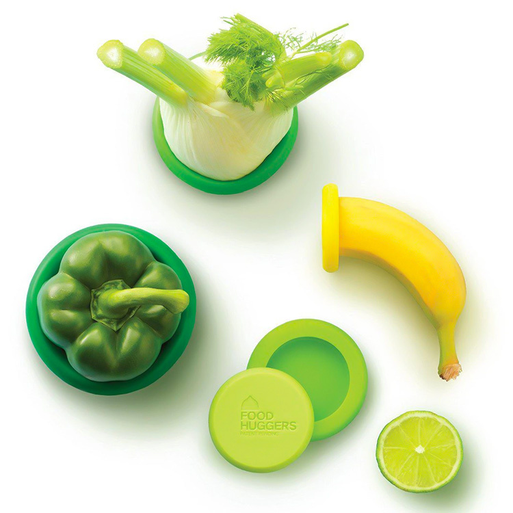 Farberware Food Huggers Reusable Silicone Savers Set of 4 Fresh Greens