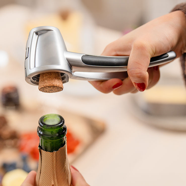Champagne Opener with a Handle - Cork Remover and Nut Cracker