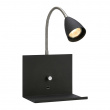 Wall lamp with shelf and USB port