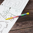 Small Colouring Roll with Puzzles and a Colouring Pencil Small Colouring Roll with Puzzles and a Colouring Pencil