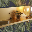 Shelf with lamp socket, dimmer and USB