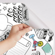 Self-adhesive wallpaper for colouring in