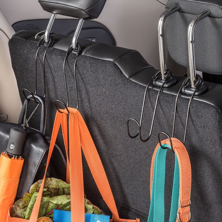 4PCS Car Headrest Hooks Vehicle Back Seat Organizer Hanger Storage Hook Car  Purse Holder（S Shape Black） - Walmart.com