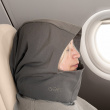 Travel pillow with a hood