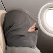 Travel pillow with a hood