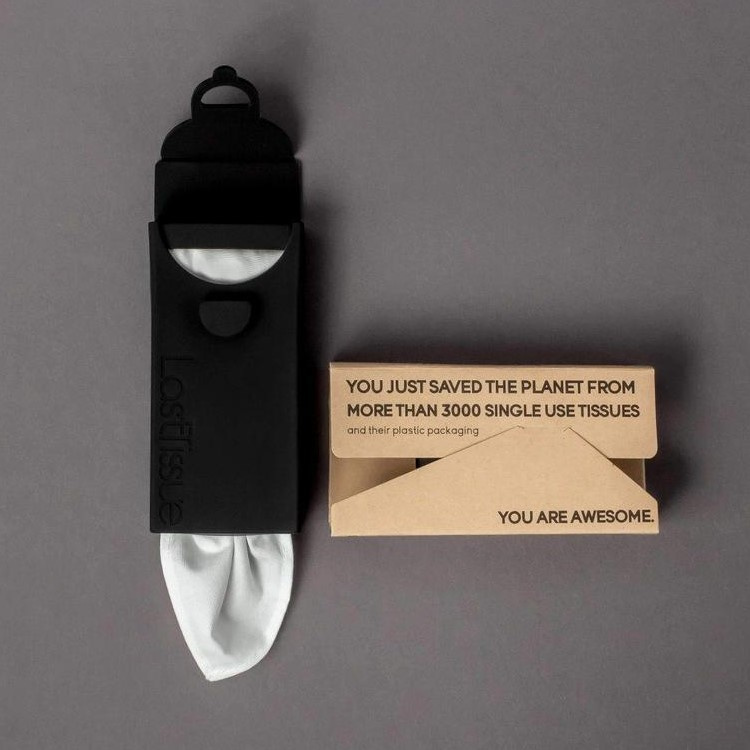 Handkerchief holder with cotton handkerchiefs