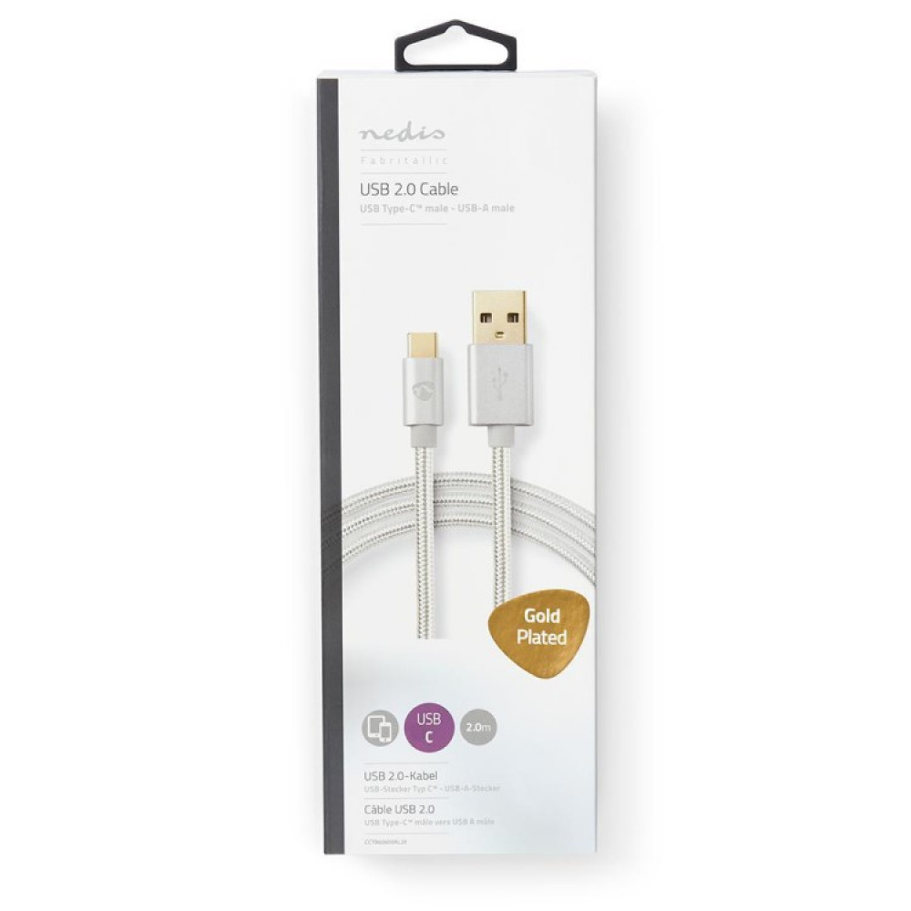 Long USB cable in fabric in the group House & Home / Electronics / Cables & Adapters at SmartaSaker.se (13894)